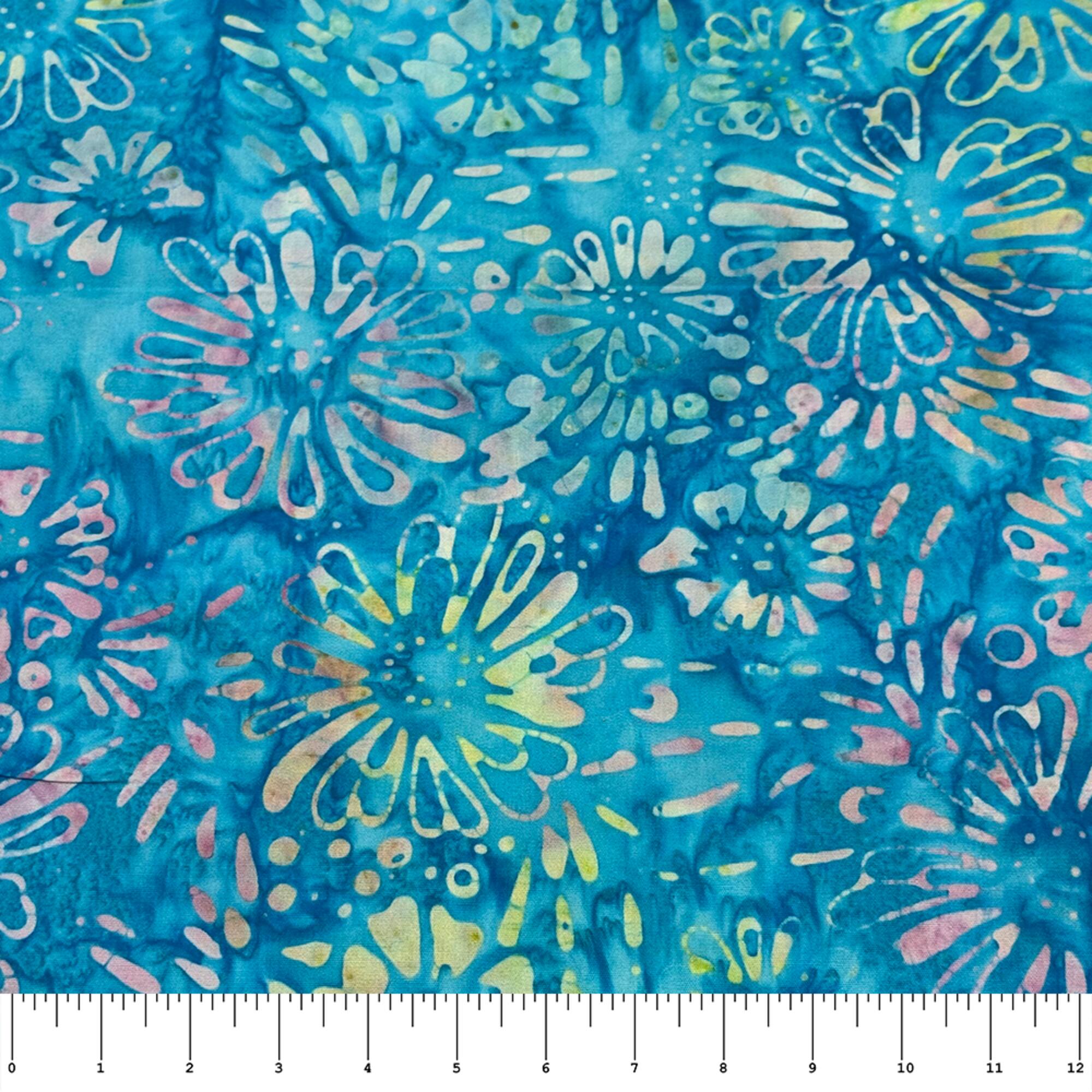 Feldman Premium Indonesian Batik Turquoise Tie Dye Daisy Fabric